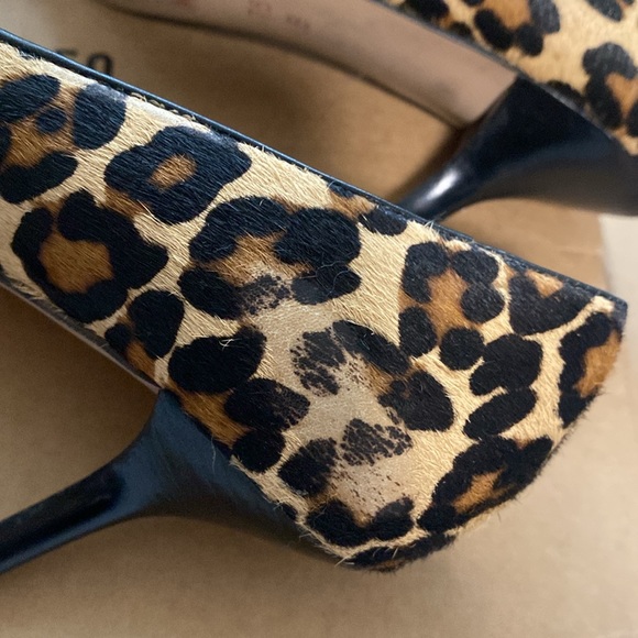 Coach Zan Leopard Print Calf Hair Pump Pointed Toe Heel Black Leather Sz 7.5 US - Picture 9 of 16